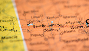 Bellefontaine. Ohio. USA on map.