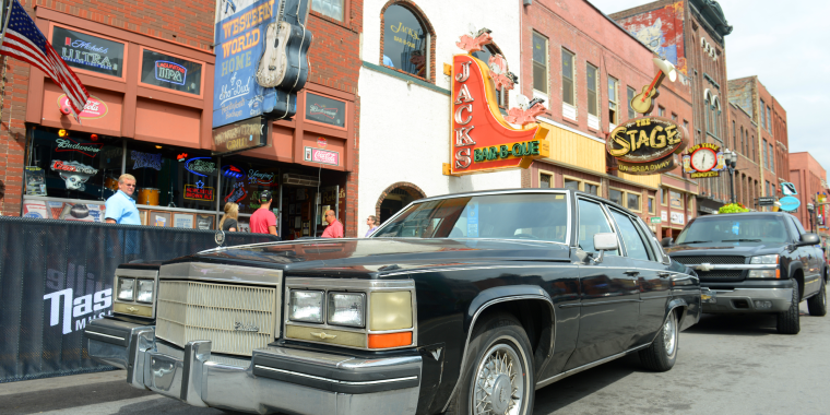 Cadillac DTS at historical Broadway on Sep. 27, 2015 in downtown Nashville, Tennessee - Cadillac, cheap car insurance.
