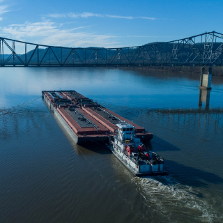 Towboat on Ohio River - Portsmouth, OH – cheapest car insurance in Ohio.