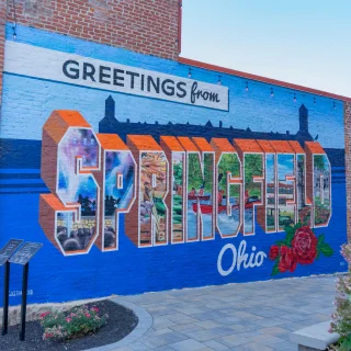 Springfield city mural during the day.