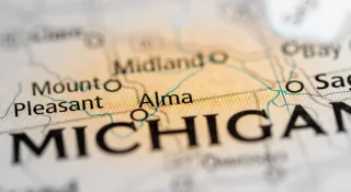 A map showing where Alma is located – cheap car insurance in Michigan.