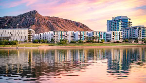 Tempe Town Lake Glistening at Sunset – cheap car insurance in Arizona.