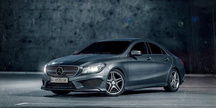 Closeup of Mercedes Benz CLA 200 AMG in Kyiv Ukraine – cheap car insurance