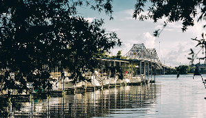 A beautiful shot of a Steamboat Bill Bridge across the Tennessee River in Decatur – cheap car insurance in Alabama.