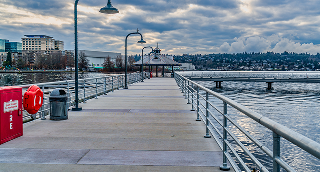 A view of the pier at Gene Coulon Park in Renton – cheap car insurance in Washington.