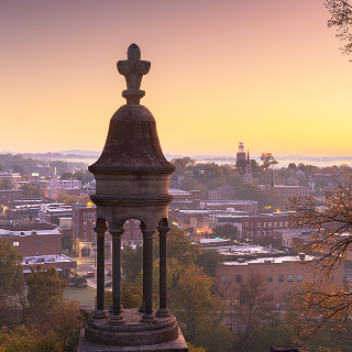 Rome, Georgia, USA downtown historic cityscape at twilight.