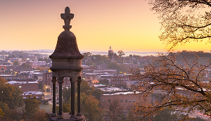 Rome, Georgia, USA downtown historic cityscape at twilight.