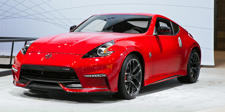 A Nissan 370Z, similar to the 350Z, on display February 13th, 2015 at the 2015 Chicago Auto Show in Chicago, Illinois – Nissan, cheap car insurance.