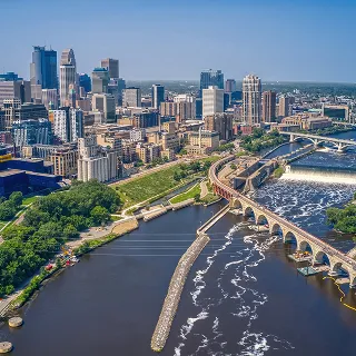 Aerial View of Minneapolis, Minnesota during Summer – cheap car insurance in Minnesota.
