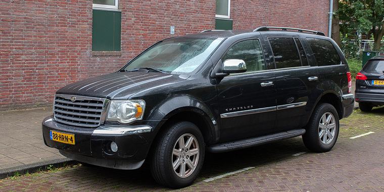 Black Chrysler Aspen car at Amsterdam, the Netherlands, 21-9-2025 – Chrysler, cheap car insurance.