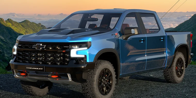 Chevrolet Silverado ZR2.3D illustration. Cheap car insurance for a Chevrolet Silverado.